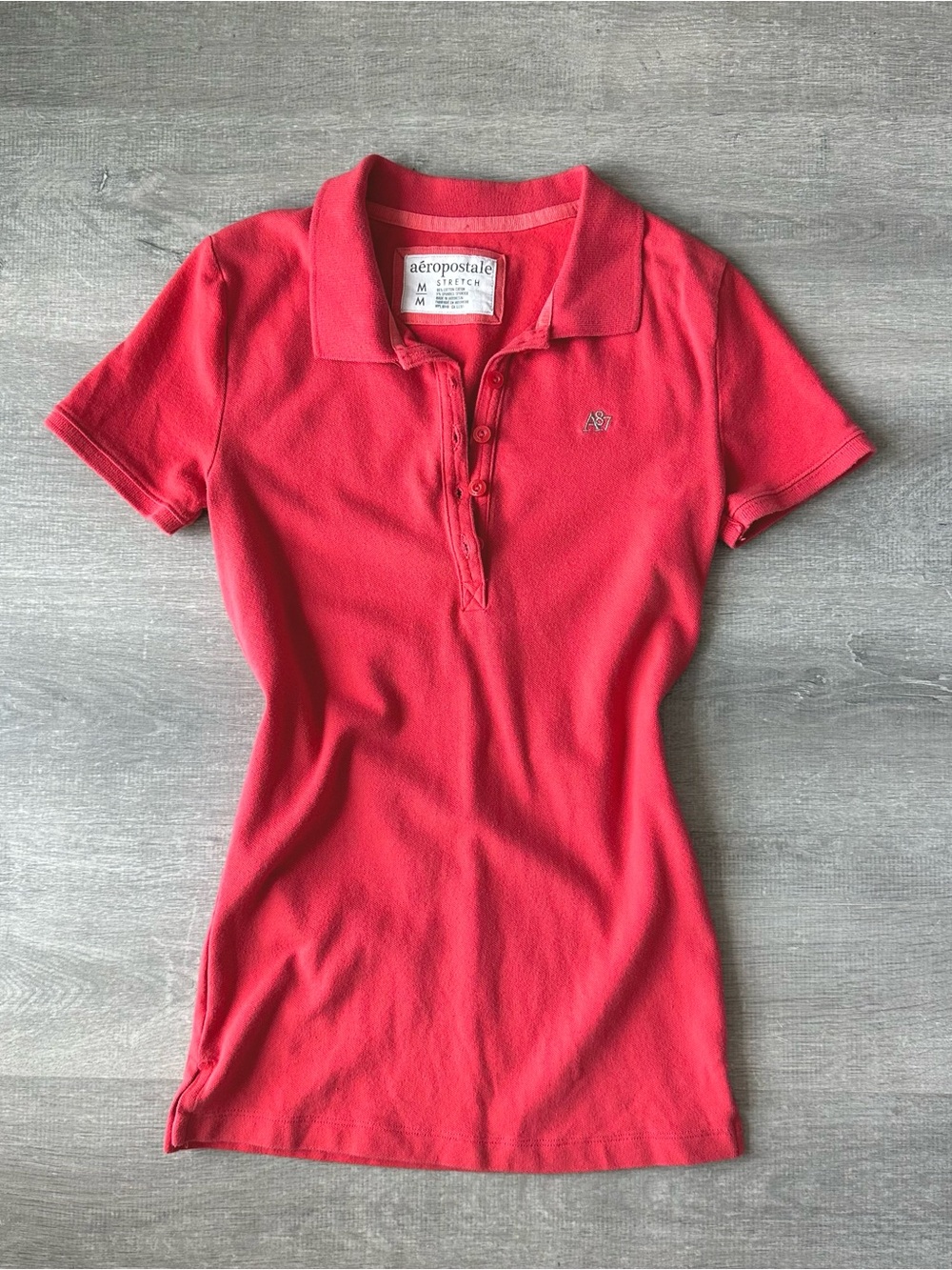 Y2K 2000s coral guava Aeropostale polo shirt